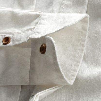 Hiroshi | Men's Japanese-Style Band Collar Roll-Tab Sleeve Button Down Shirt