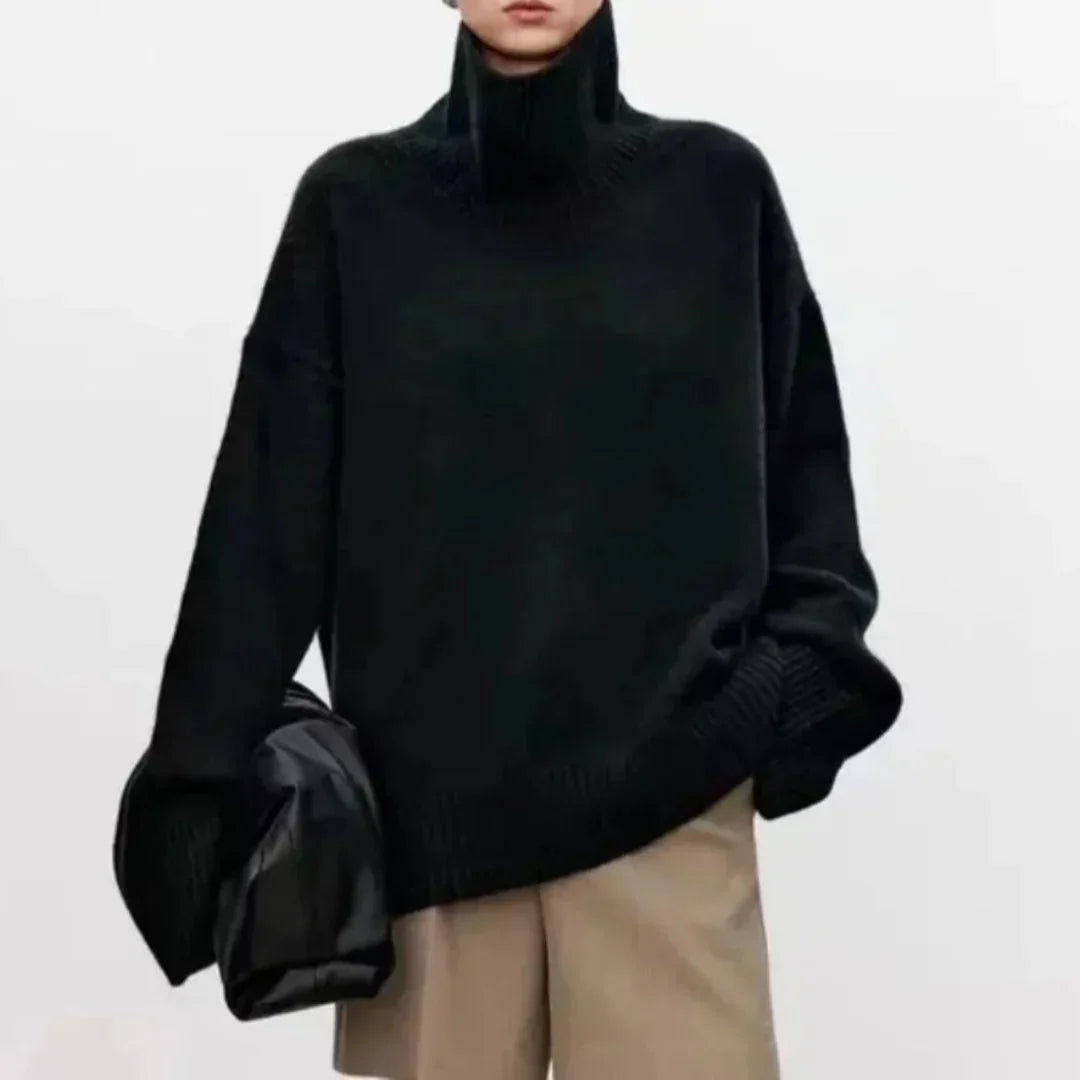 Bernadette | Women's Oversized Drop Shoulder Ribbed Knit Turtleneck Sweater