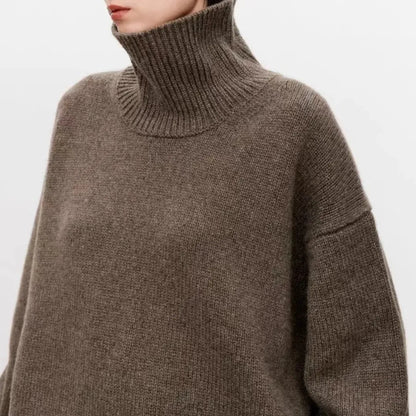 Bernadette | Women's Oversized Drop Shoulder Ribbed Knit Turtleneck Sweater