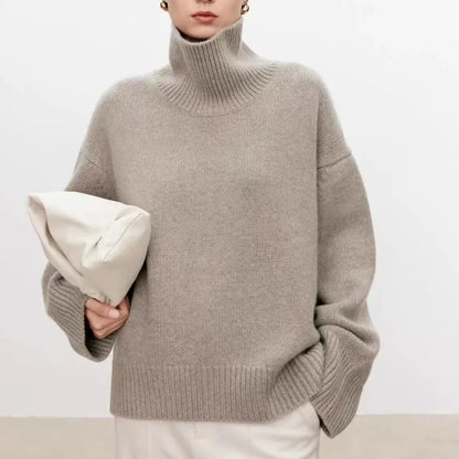 Bernadette | Women's Oversized Drop Shoulder Ribbed Knit Turtleneck Sweater