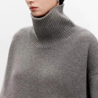 Bernadette | Women's Oversized Drop Shoulder Ribbed Knit Turtleneck Sweater