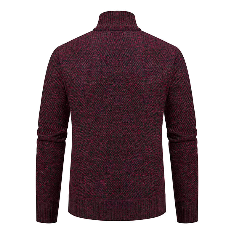 Anders | Men's Full-Zip Mock Neck Textured Knit Cardigan Sweater