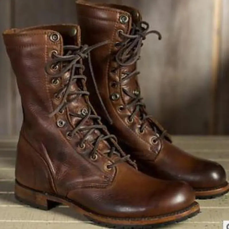Brielle | Women's Mid-Calf Plaid Cuff Lace-Up Low Heel Fall Boot