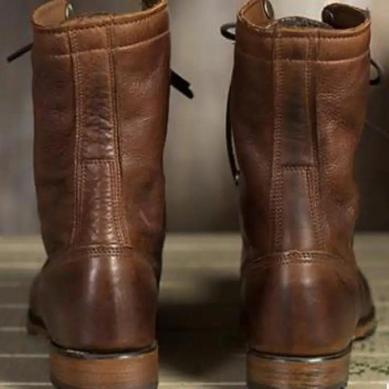 Brielle | Women's Mid-Calf Plaid Cuff Lace-Up Low Heel Fall Boot