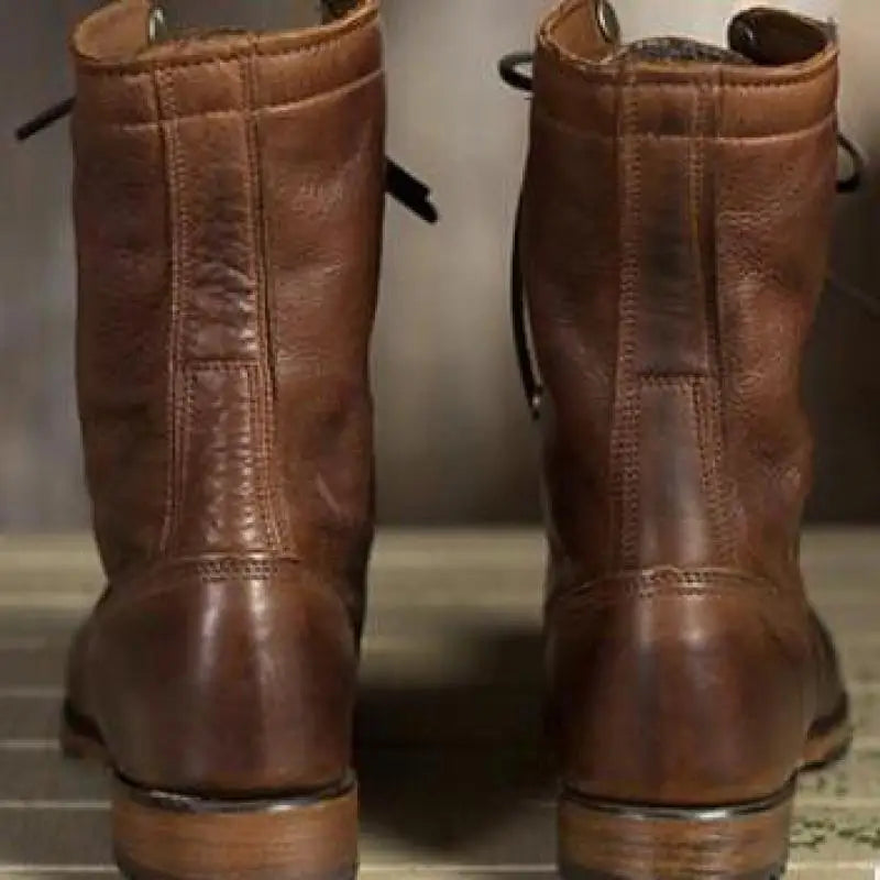 Brielle | Women's Mid-Calf Plaid Cuff Lace-Up Low Heel Fall Boot