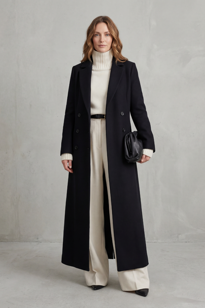 Hilda | Women's Double Breasted Tailored Maxi Long Coat