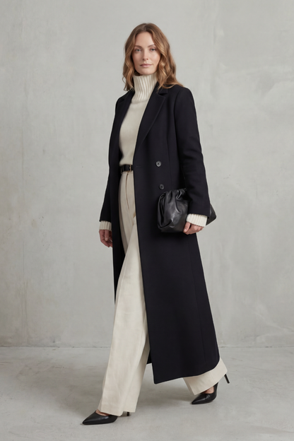 Hilda | Women's Double Breasted Tailored Maxi Long Coat