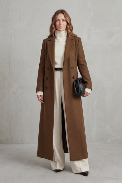 Hilda | Women's Double Breasted Tailored Maxi Long Coat