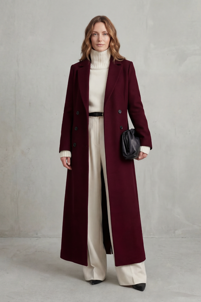 Hilda | Women's Double Breasted Tailored Maxi Long Coat
