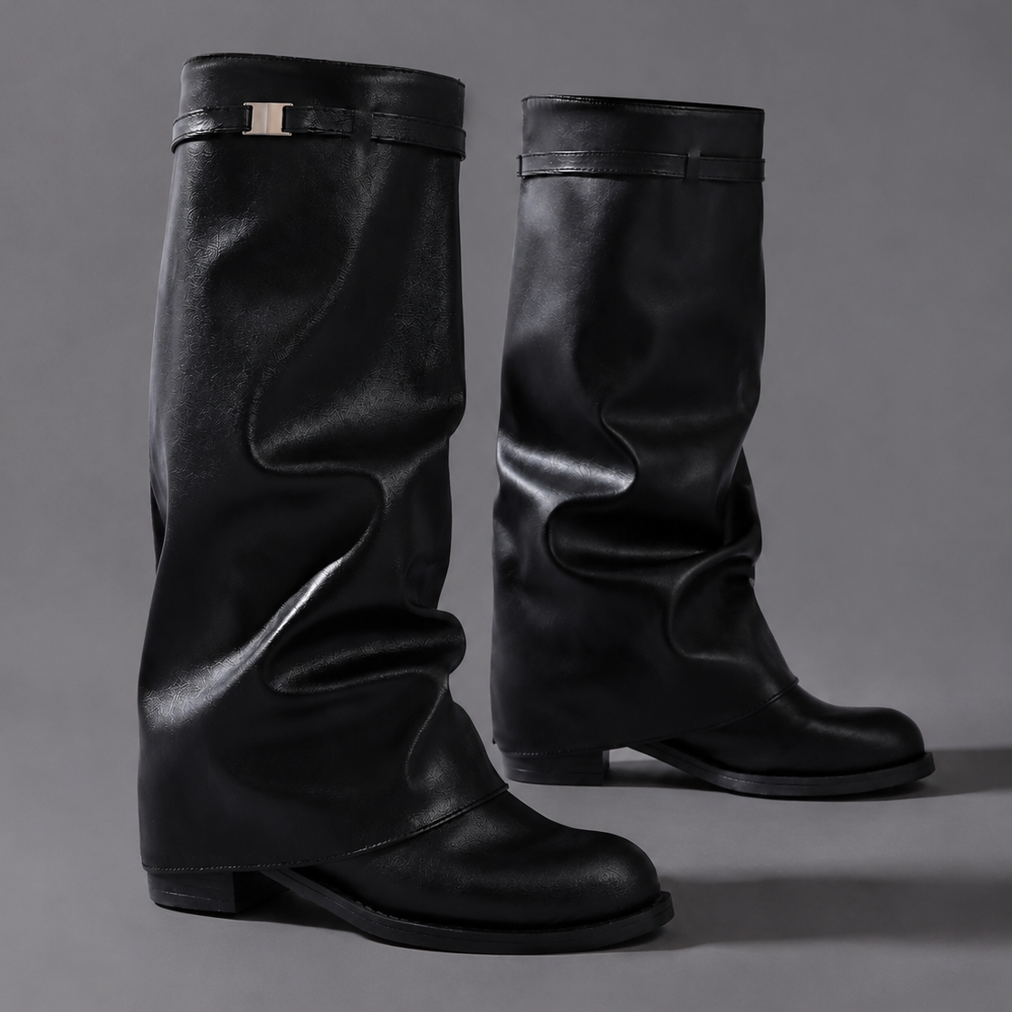 Aveline | Women's Low Block Heel Knee High Slouch Boot