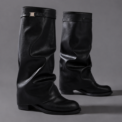Aveline | Women's Low Block Heel Knee High Slouch Boot