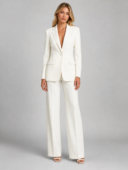 Ilene | Women's Tailored Office Pant Suit Wide Leg Blazer and Trouser Set