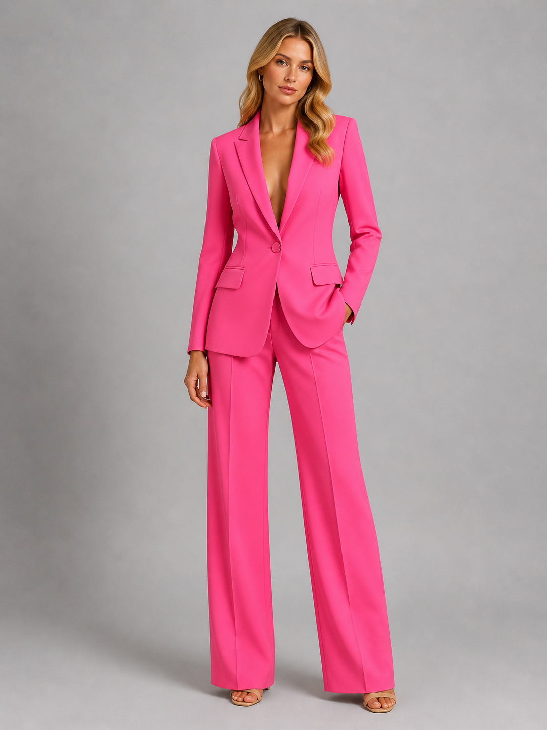 Ilene | Women's Tailored Office Pant Suit Wide Leg Blazer and Trouser Set