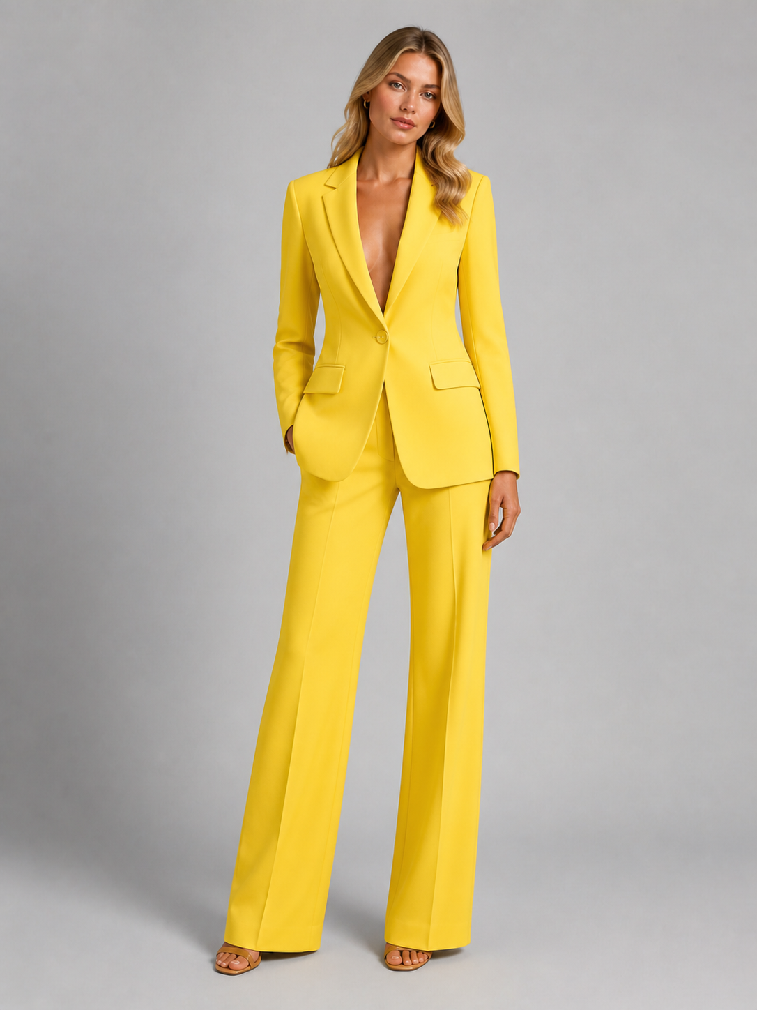 Ilene | Women's Tailored Office Pant Suit Wide Leg Blazer and Trouser Set