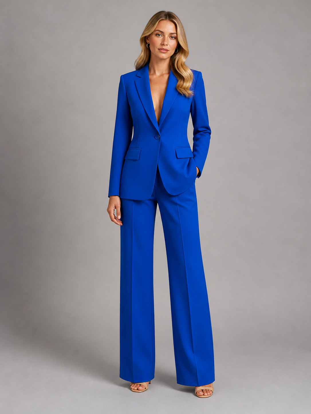 Ilene | Women's Tailored Office Pant Suit Wide Leg Blazer and Trouser Set