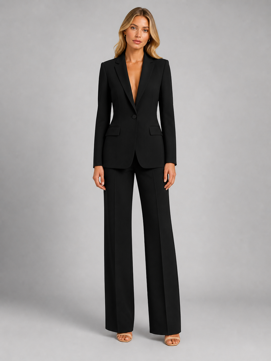Ilene | Women's Tailored Office Pant Suit Wide Leg Blazer and Trouser Set
