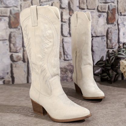 Sadie | Women's Embroidered Mid-Calf Block Heel Western Cowboy Boot