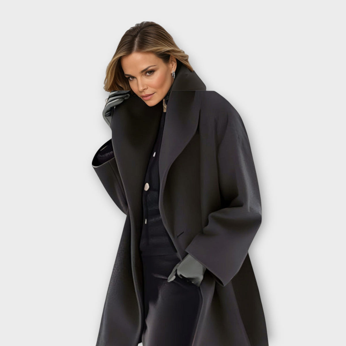 Delphine | Women's Oversized Wide Collar Wool Blend Winter Coat