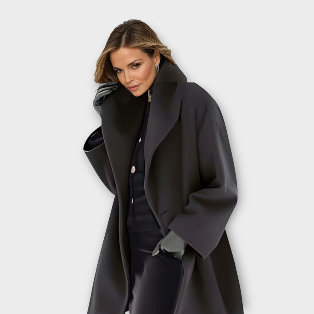 Delphine | Women's Oversized Wide Collar Wool Blend Winter Coat