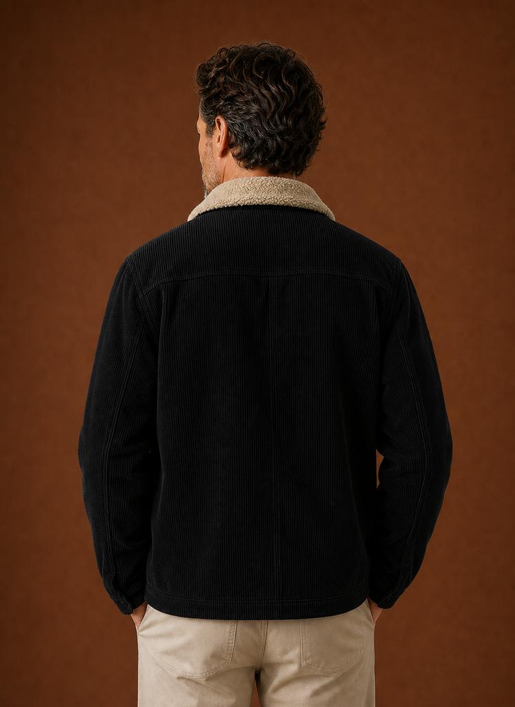 Thorne | Men's Sherpa Collar Snap Front Corduroy Fall Jacket