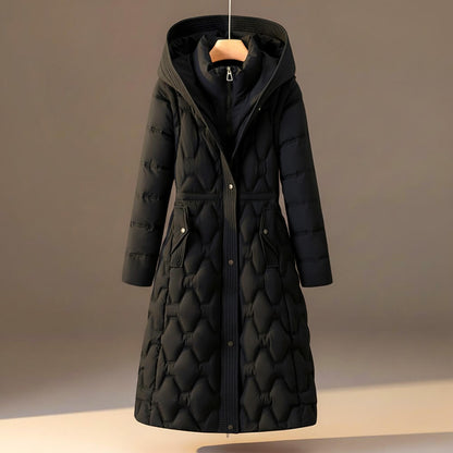 Mirabel | Women's Longline Puffer Hooded Cinched Waist Winter Coat