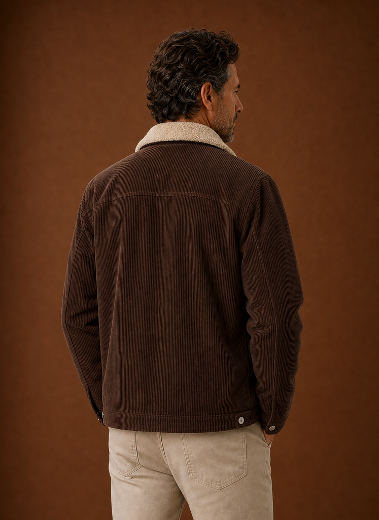 Thorne | Men's Sherpa Collar Snap Front Corduroy Fall Jacket