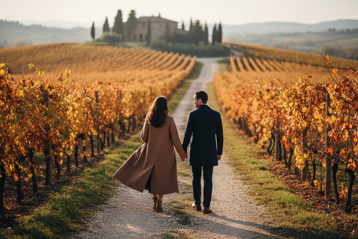 Couple Autumn Fashion Tuscany