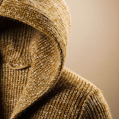 Hendrix | Men's Classic Menswear Chunky Marled Knit Longline Hooded Cardigan