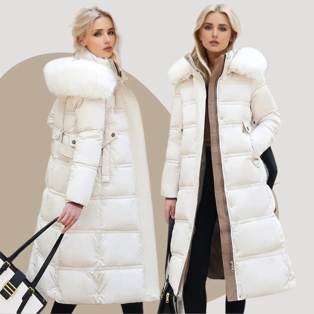 Esther | Women's Warm Fur Hood Quilted Puffer Long Winter Coat