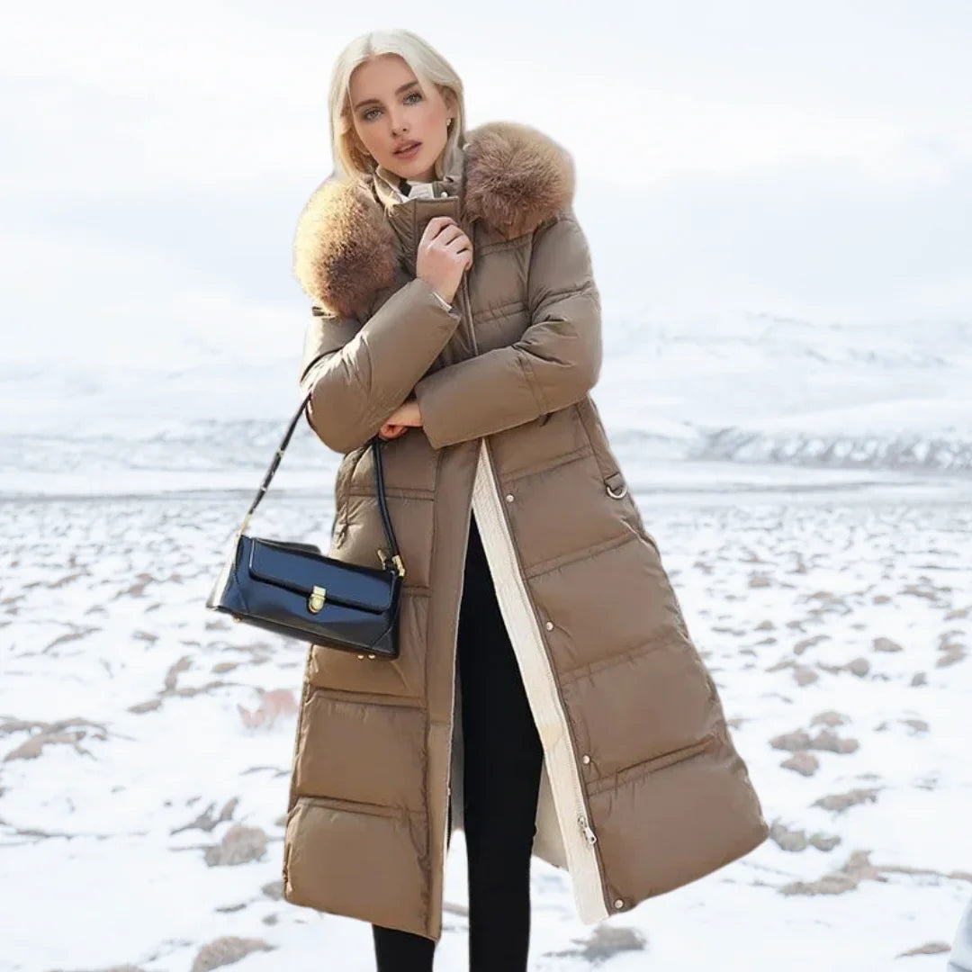 Esther | Women's Warm Fur Hood Quilted Puffer Long Winter Coat