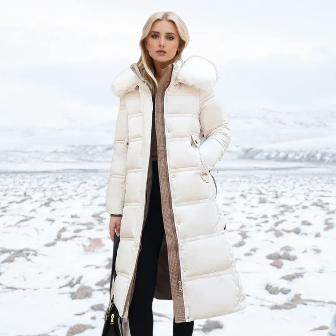 Esther | Women's Warm Fur Hood Quilted Puffer Long Winter Coat