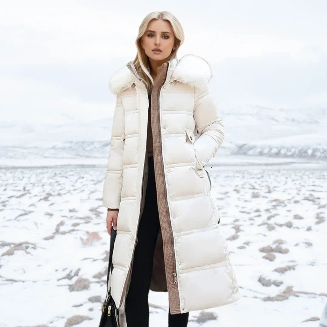 Esther | Women's Warm Fur Hood Quilted Puffer Long Winter Coat