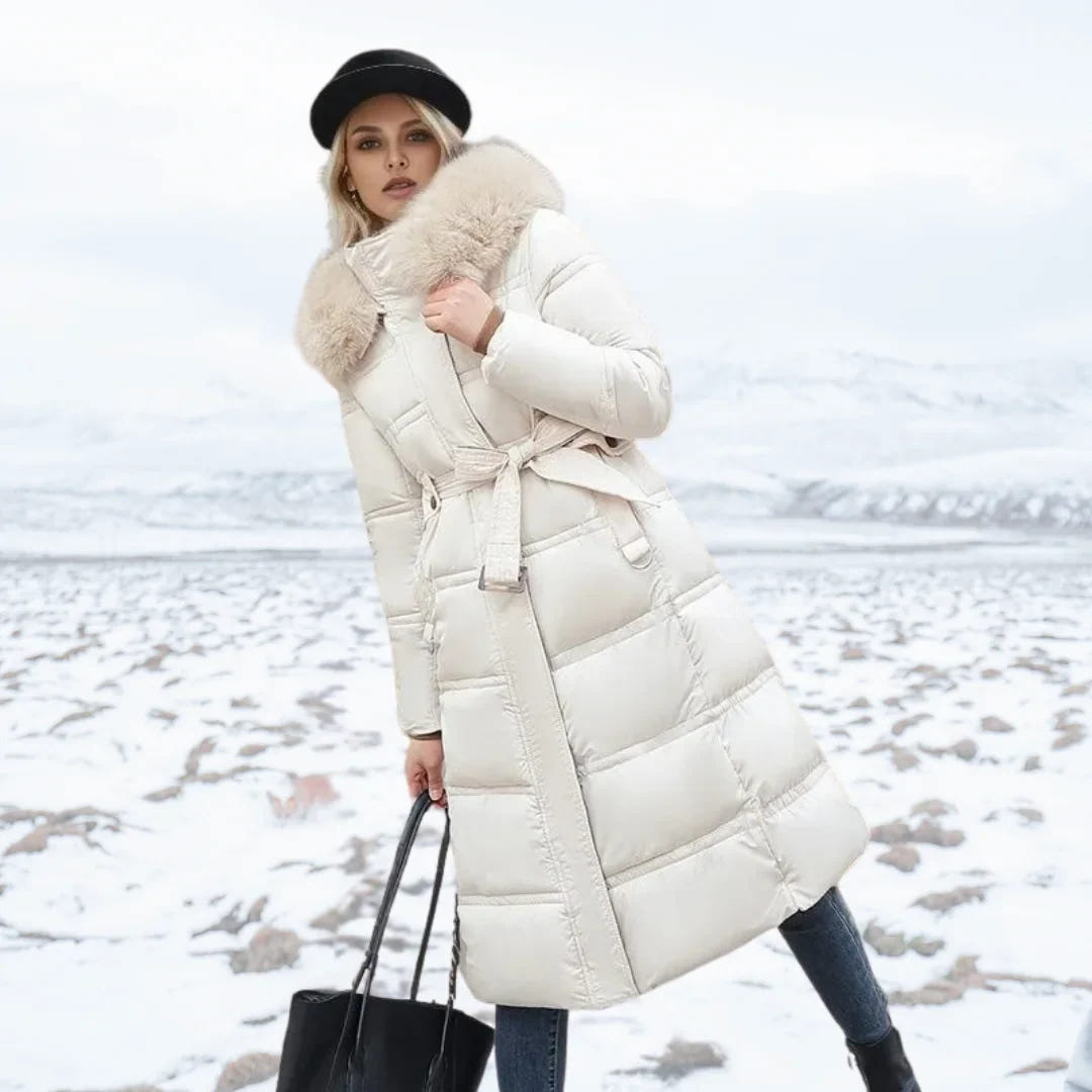 Esther | Women's Warm Fur Hood Quilted Puffer Long Winter Coat