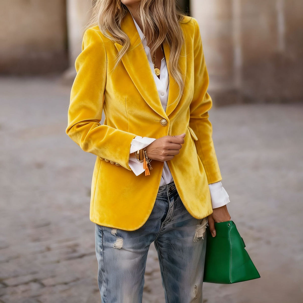 Rosalind | Women's Fall Style Tailored Single Button Velvet Blazer