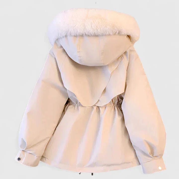 Elsa | Women's Hooded Drawstring Waist Faux Fur Trim Winter Parka Jacket