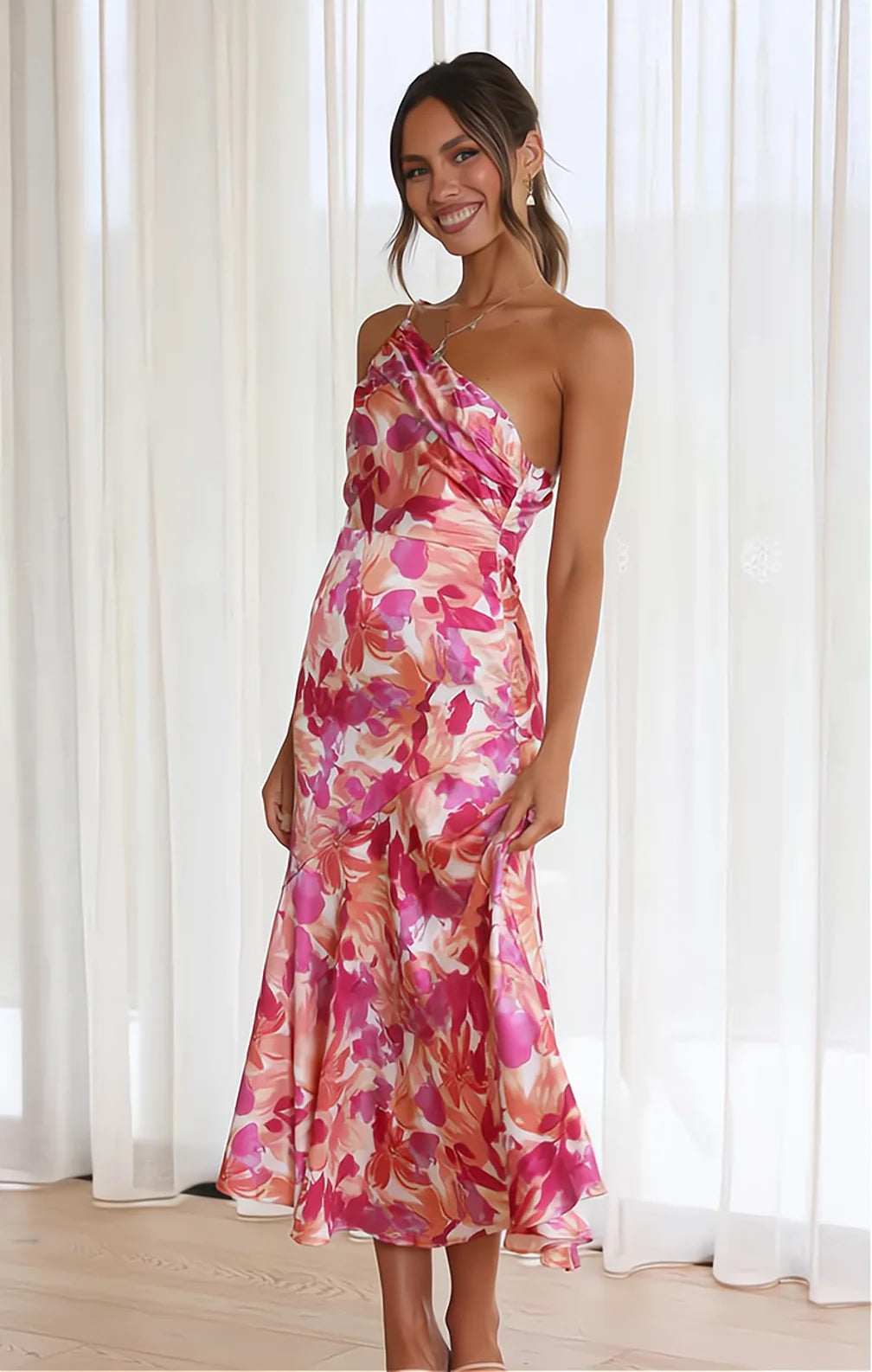 Laila | Floral Satin Dress