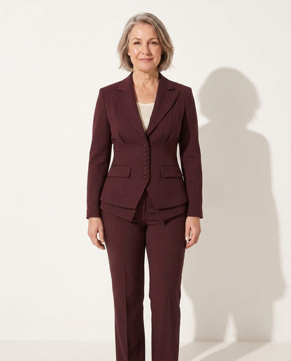 Jewel | Women's Tailored Suit Peplum Blazer and Trouser Set