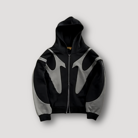 Caleb | Men's Zip-Up Contrast Panel Graphic Hoodie