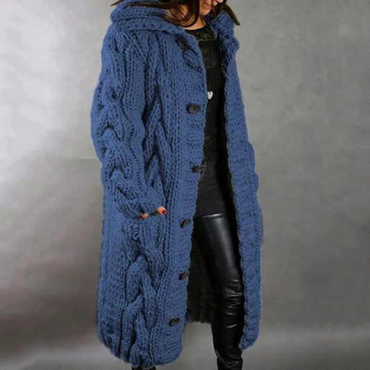 Isolde | Women's Oversized Cable Knit Chunky Hooded Cardigan
