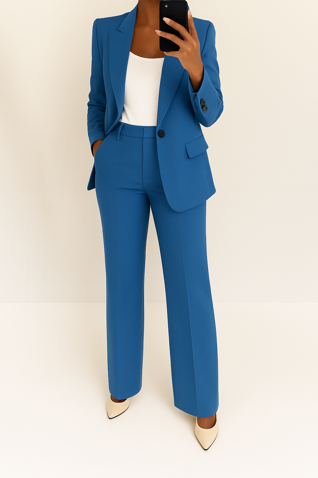 Annelise | Women's One-Button Blazer Wide-Leg Trouser Office Pant Suit