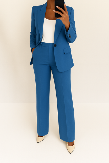 Annelise | Women's One-Button Blazer Wide-Leg Trouser Office Pant Suit