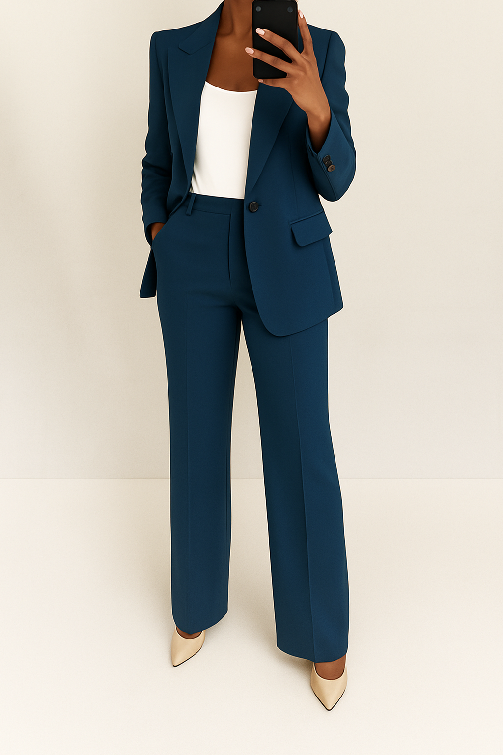 Annelise | Women's One-Button Blazer Wide-Leg Trouser Office Pant Suit