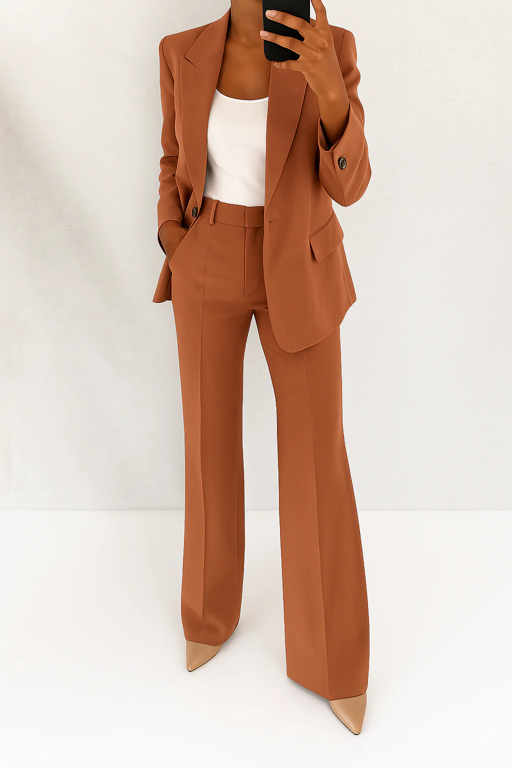 Annelise | Women's One-Button Blazer Wide-Leg Trouser Office Pant Suit
