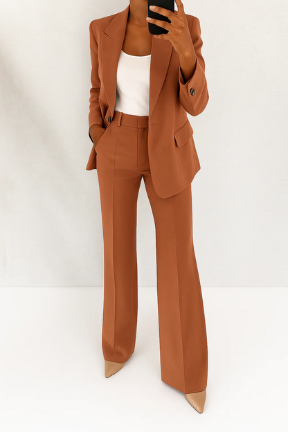 Annelise | Women's One-Button Blazer Wide-Leg Trouser Office Pant Suit