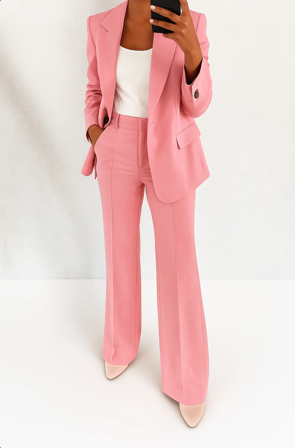 Annelise | Women's One-Button Blazer Wide-Leg Trouser Office Pant Suit