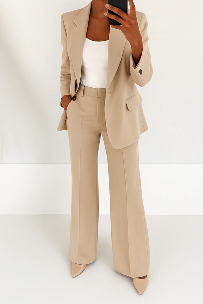 Annelise | Women's One-Button Blazer Wide-Leg Trouser Office Pant Suit