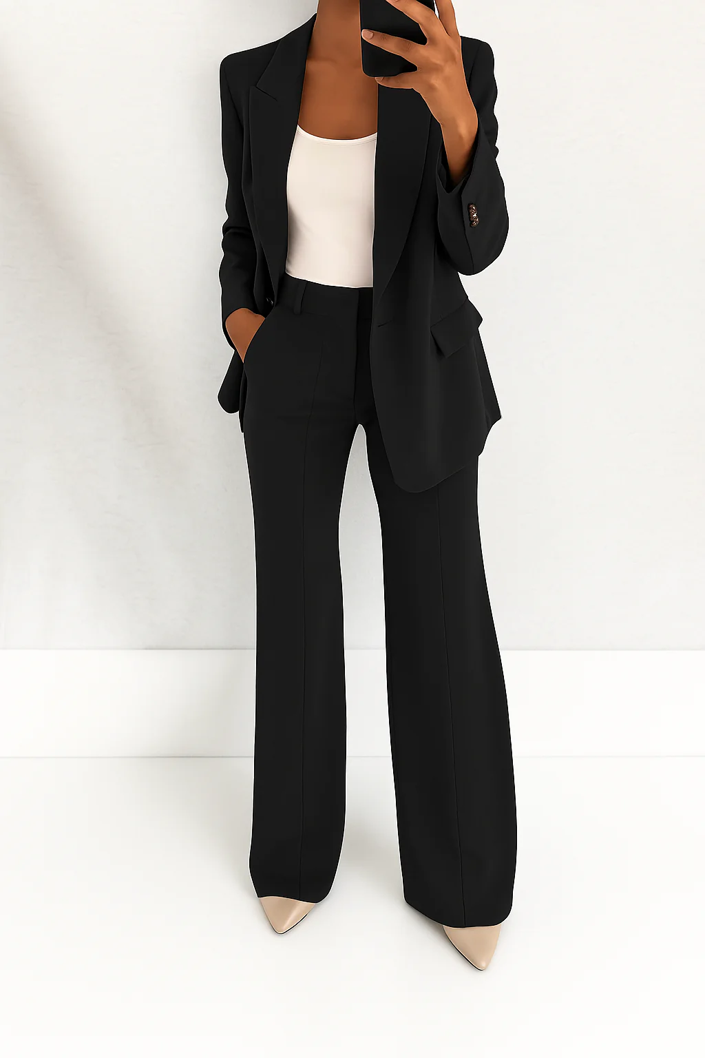 Annelise | Women's One-Button Blazer Wide-Leg Trouser Office Pant Suit