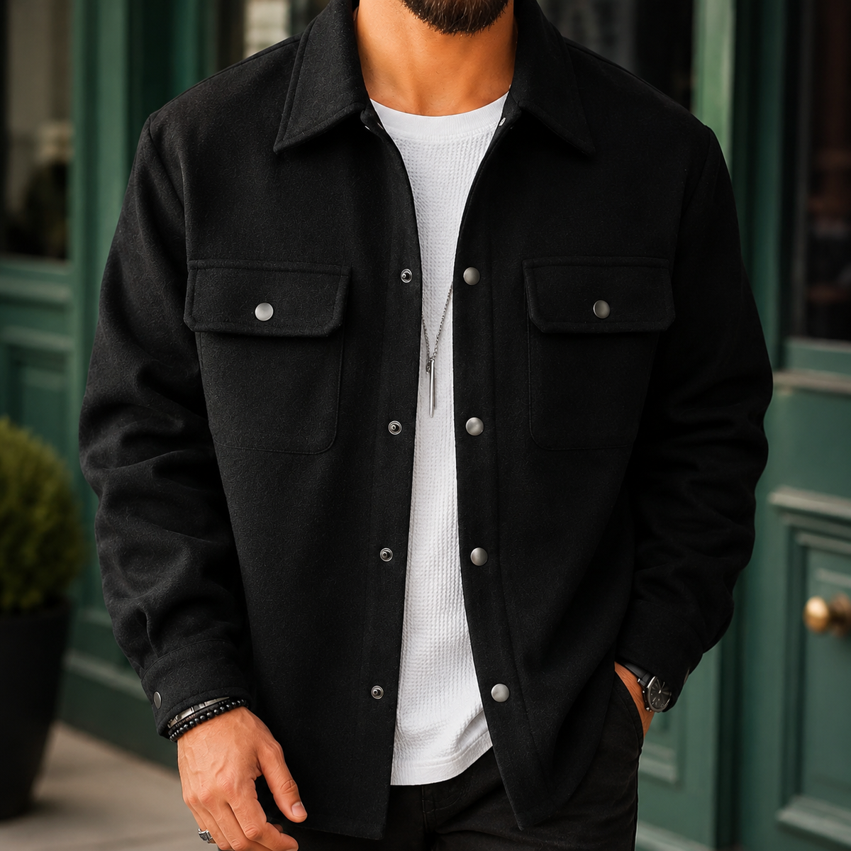 Cooper | Men's Casual Brushed Snap Front Shirt Jacket