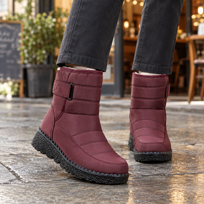 Greta | Women's Quilted Ankle Strap Wedge Waterproof Snow Boot