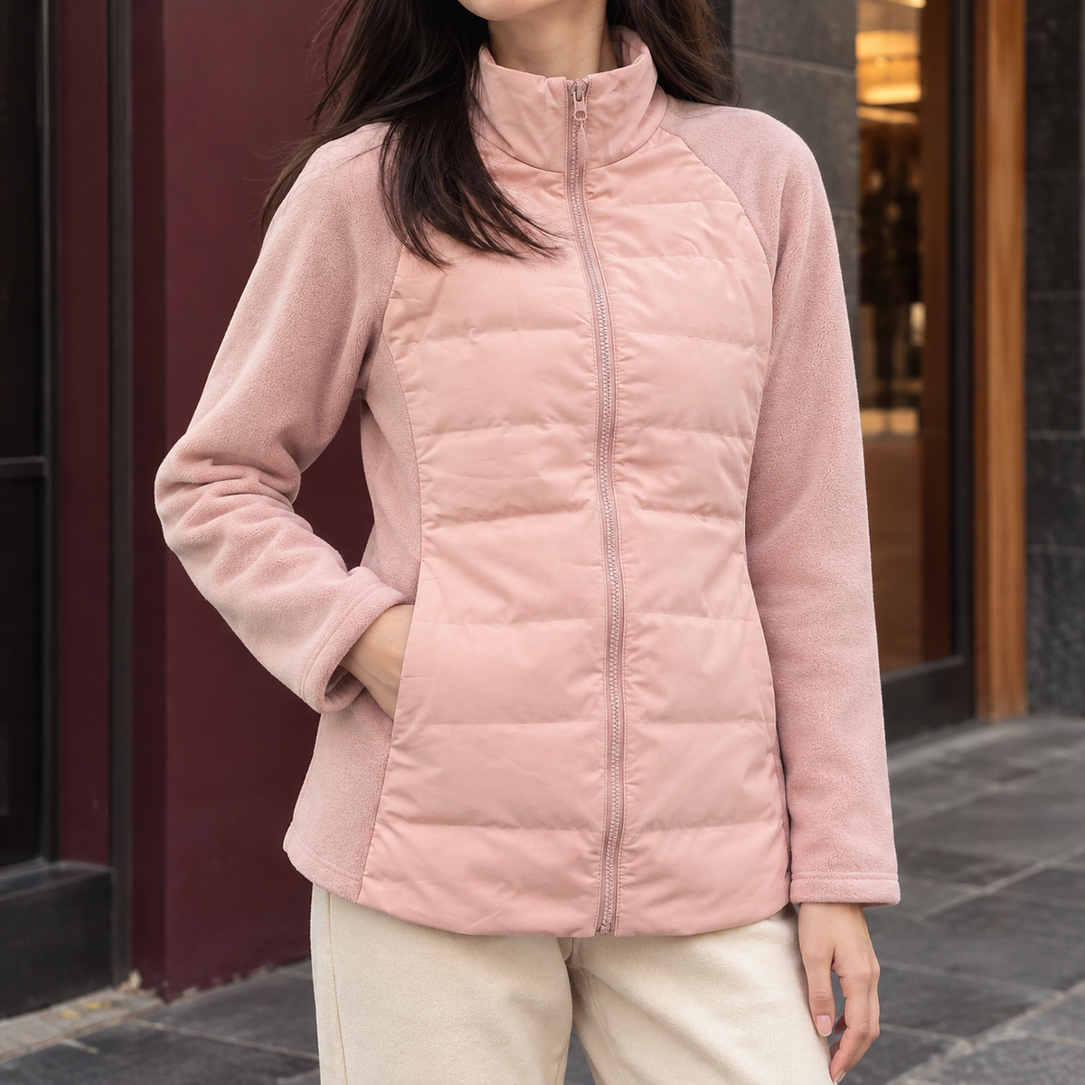 Dora | Women's Lightweight Puffer Hybrid Stand Collar Quilted Jacket